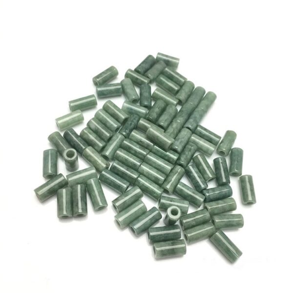 20 pcs / 50 pcs 13 mm high quality natural green Burmese jadeite tube shape bead - Image 2
