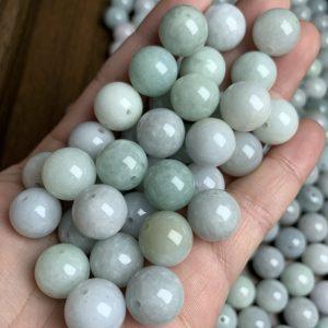 20-Pieces 13 mm natural Burmese jadeite round shape bead