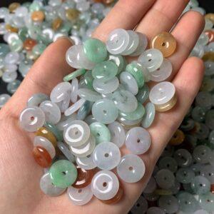 20 pcs / 50 pcs 13 mm High quality natural colorful Burmese jadeite ring shape bead