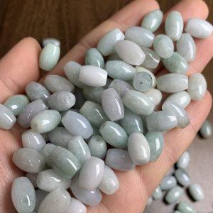 50 pcs 12 mm oval shape natural Burmese jadeite bead