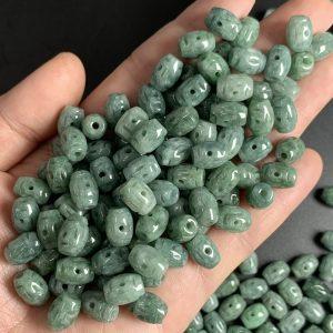 20 / 50 high quality natural Burmese jadeite flower pattern rice shape bead