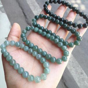 oily green round jade bead natural jadeite bead