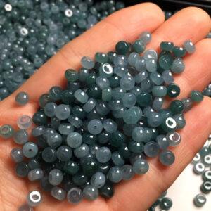 100 pcs small drum shape clear blue jade bead natural jadeite bead