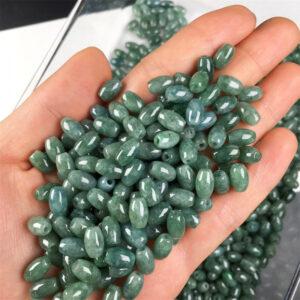 rice shape oily green jade bead natural jadeite bead