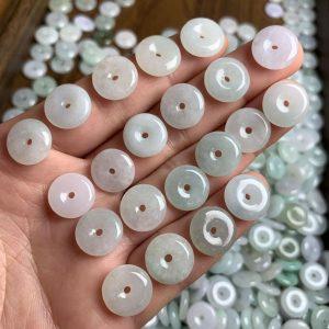 ring and donut shape natural jadeite bead