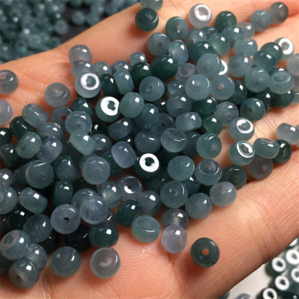 100 pcs small drum shape clear blue jade bead natural jadeite bead - Image 2