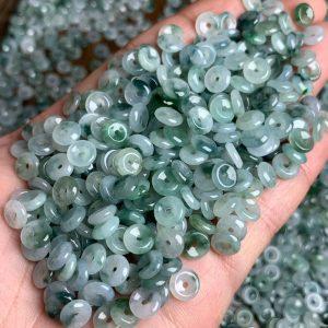 donut green texture clear jadeite bead