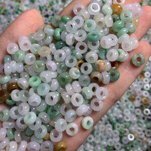 ring shape natural colorful jadeite bead jade bead