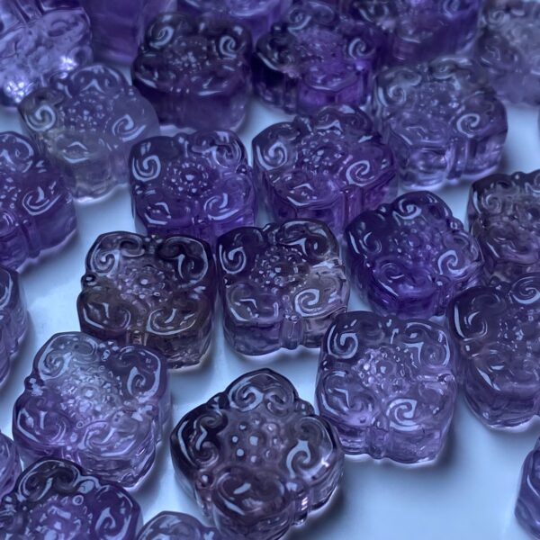 nice flower pattern square shape Brazil ametrine bead - Image 2
