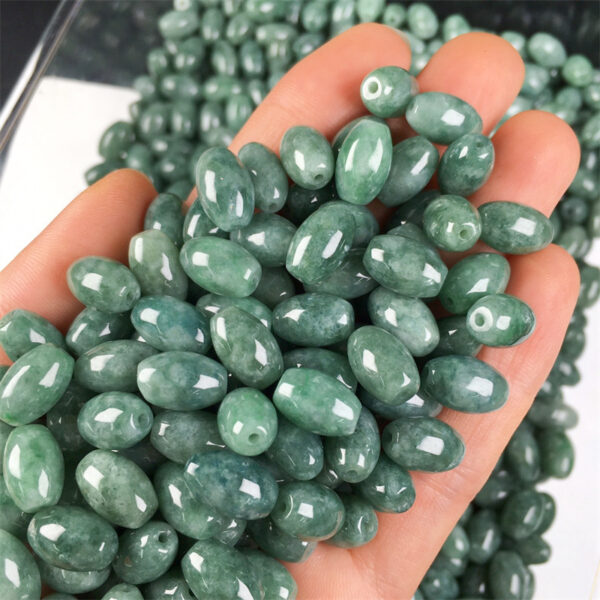 rice shape natural green jadeite bead jade bead - Image 6