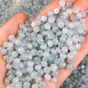 donut shape ice green and white jade bead natural jadeite bead