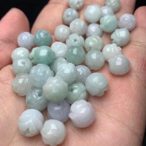genuine natural jadeite flower shape round bead