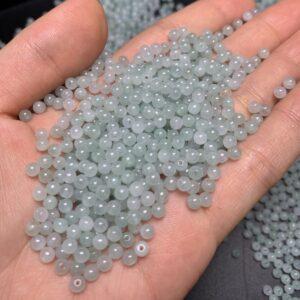 small round shape natural icy white and light green jadeite bead