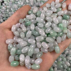 rice shape genuine natural icy jadeite bead