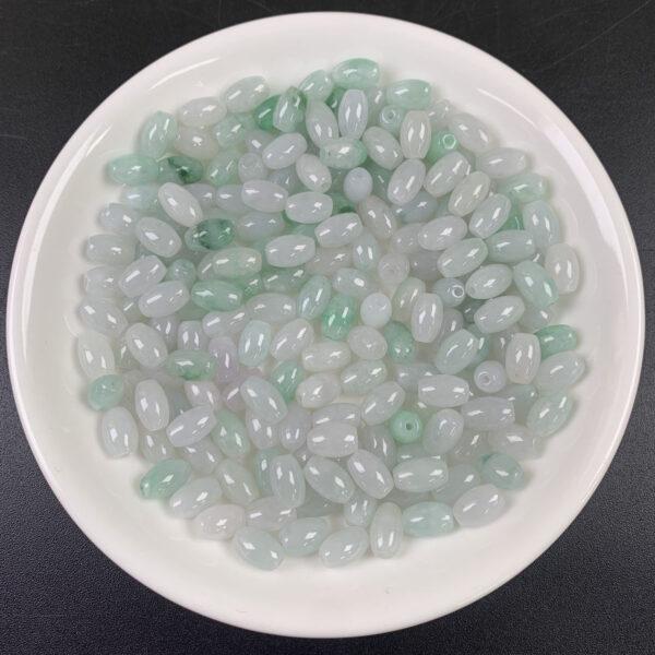 rice shape genuine natural icy jadeite bead - Image 3