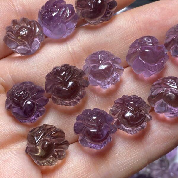 nine-tailed fox bead, fox bead, ametrine bead, purple bead, round bead - Image 2