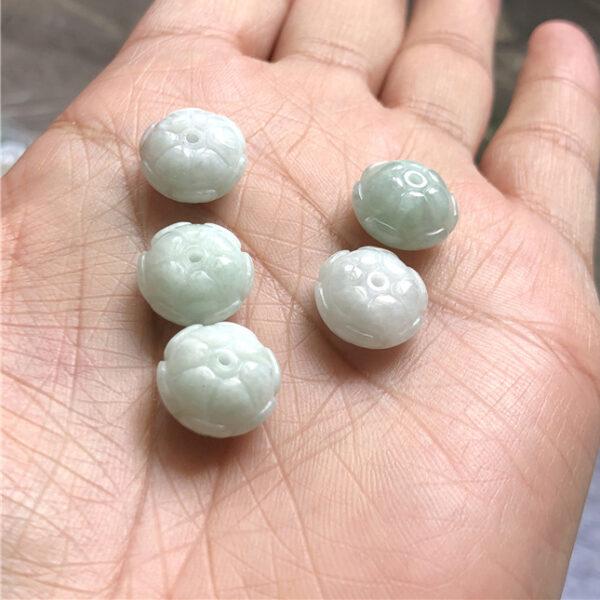 genuine natural jadeite lotus flower shape bead - Image 2