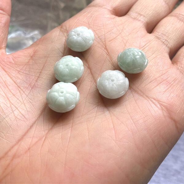 genuine natural jadeite lotus flower shape bead - Image 3