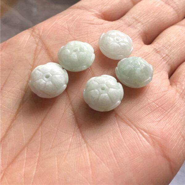 genuine natural jadeite lotus flower shape bead - Image 4