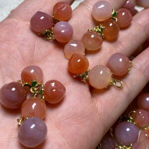 peach bead, peach pendant, agate bead, pink bead, small pendant