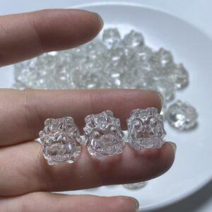 dragon bead, turtle bead, clear quartz bead, clear bead
