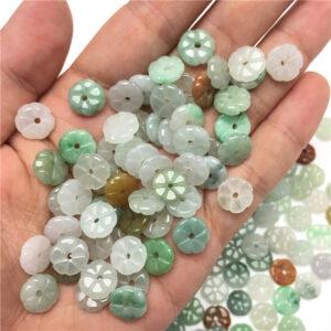 flower beads, flat bead, jade bead, jadeite bead, colorful bead, green bead
