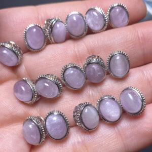 oval bead, spodumene bead, purple bead, gemstone charm