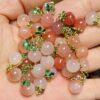 5 pcs peach shape natural agate copper charm