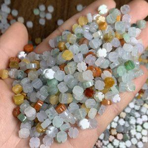 20 pcs cross flower shape genuine natural colorful jadeite bead