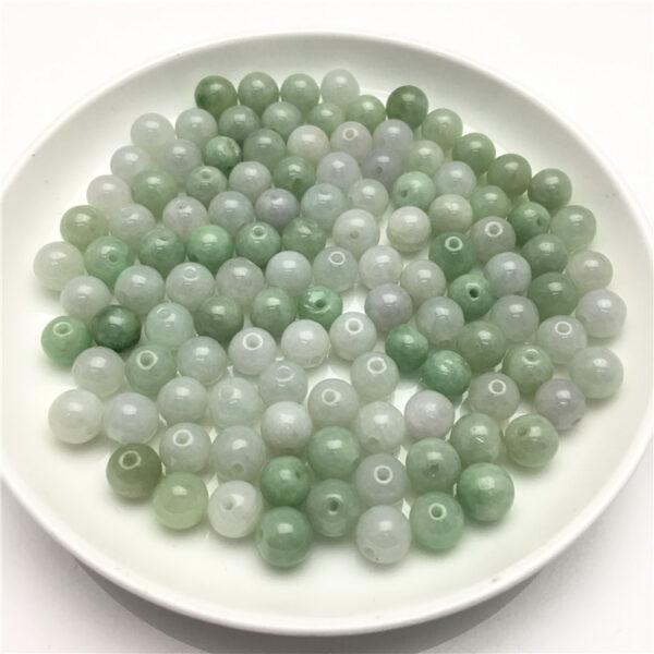round bead, jade bead, jadeite bead, white bead, green bead - Image 2
