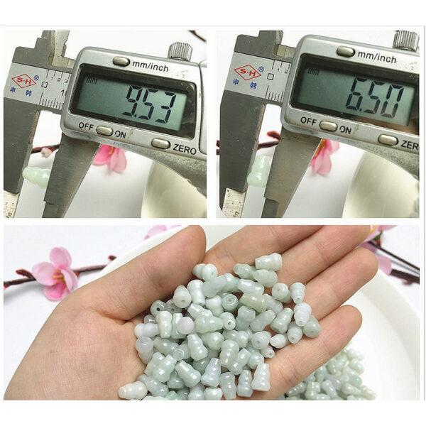 gourd beads, jade bead, jadeite bead, white bead, green bead - Image 2
