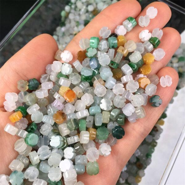 flower beads, jade bead, jadeite bead, white bead, green bead, colorful bead - Image 2