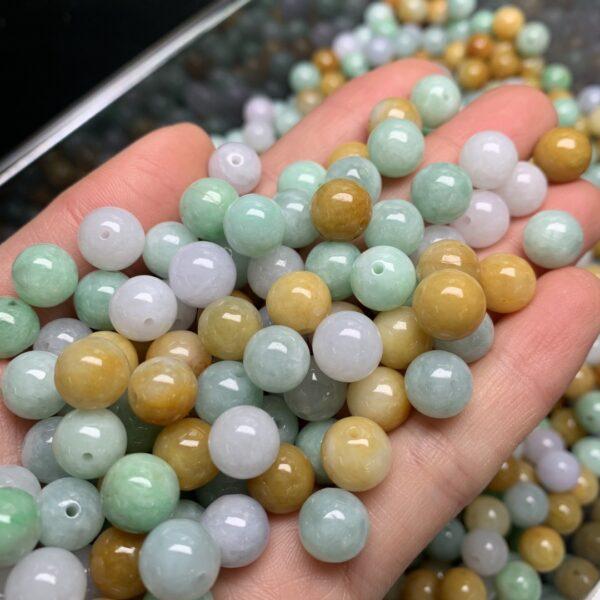 round beads, jade bead, jadeite bead, colorful bead, green bead - Image 2