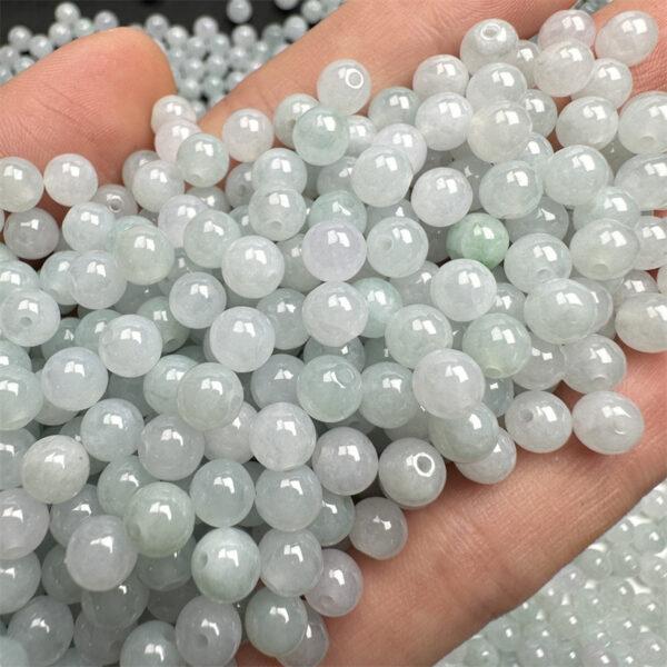 translucent bead, round bead, jade bead, jadeite bead, white bead - Image 2