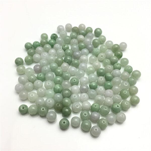 round bead, jade bead, jadeite bead, white bead, green bead - Image 3