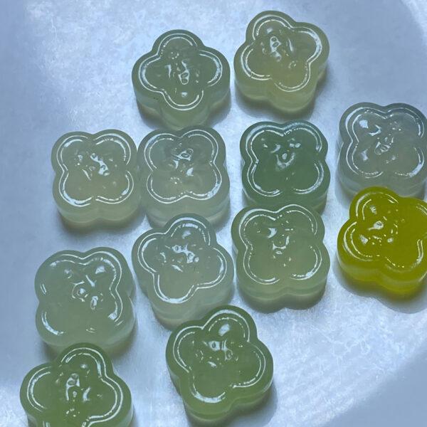 flower bead, 福 bead, serpentine bead, jade bead, green bead, spacer bead - Image 3