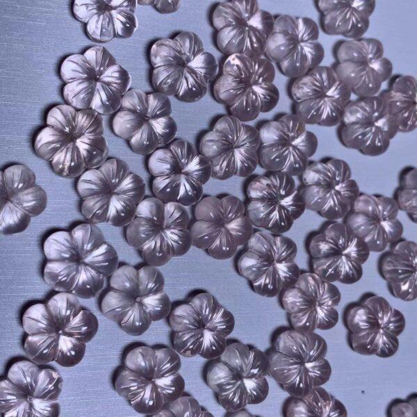 flower bead, rose quartz bead, pink bead, light pink bead - Image 3
