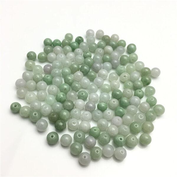 round bead, jade bead, jadeite bead, white bead, green bead - Image 4