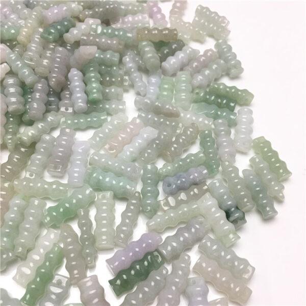 knot beads, bamboo pendant, jade charm, jade bead, jadeite bead, white bead, green bead - Image 4