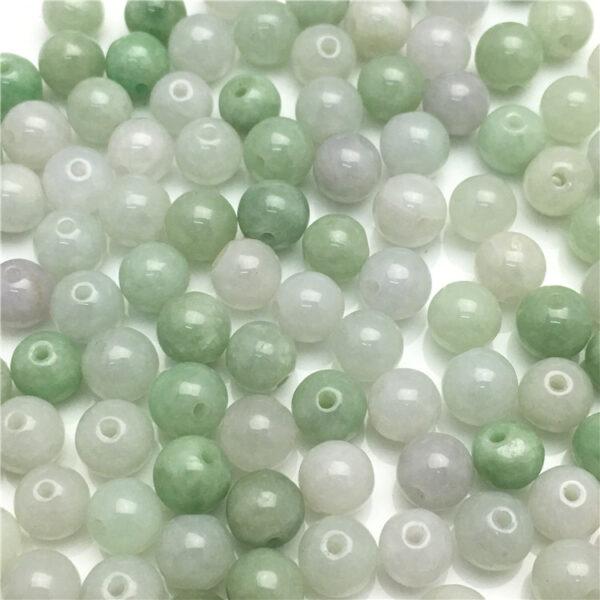 round bead, jade bead, jadeite bead, white bead, green bead - Image 5