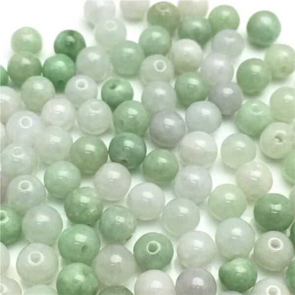 round bead, jade bead, jadeite bead, white bead, green bead - Image 6