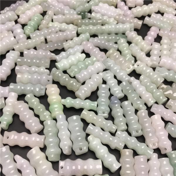knot beads, bamboo pendant, jade charm, jade bead, jadeite bead, white bead, green bead - Image 6