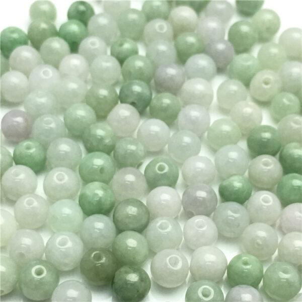 round bead, jade bead, jadeite bead, white bead, green bead - Image 7