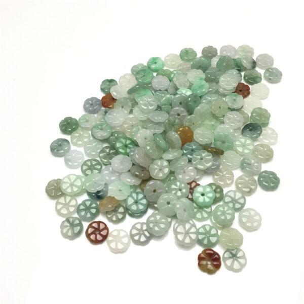 flower beads, flat bead, jade bead, jadeite bead, colorful bead, green bead - Image 7