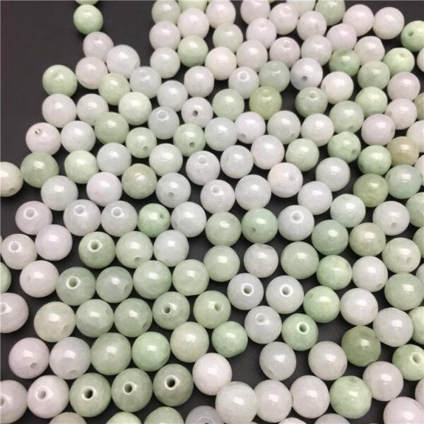 round bead, jade bead, jadeite bead, white bead, green bead - Image 9