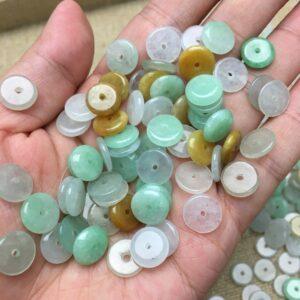 50 pcs small rondelle shape genuine natural colorful jadeite bead, jade bead
