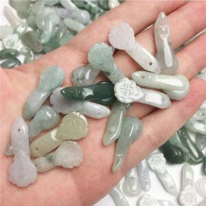 5 pcs / 10 pcs ruyi shape genuine natural jadeite charm, jade charm, jade bead, jadeite bead
