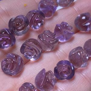 5 pcs / 10 pcs rose flower shape natural amethyst bead
