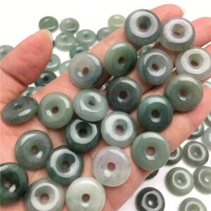 5 pcs / 10 pcs rondelle shape genuine natural oily green jadeite bead, jade bead
