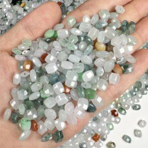 small rectangle faceted shape genuine natural colorful icy jadeite bead, jade bead, clear ebad